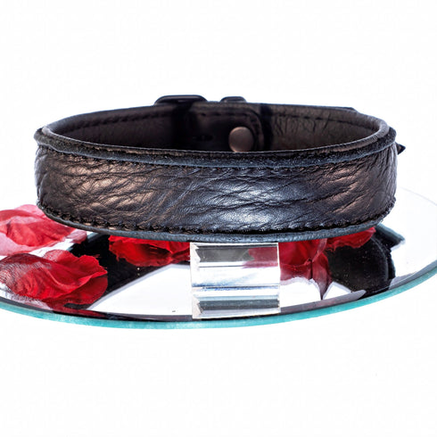 SiaLinda: Halsband echtes Elch Leder schwarz 30mm, solo oder mit O - Ring, Geschenkverpackung - SiaLinda.com