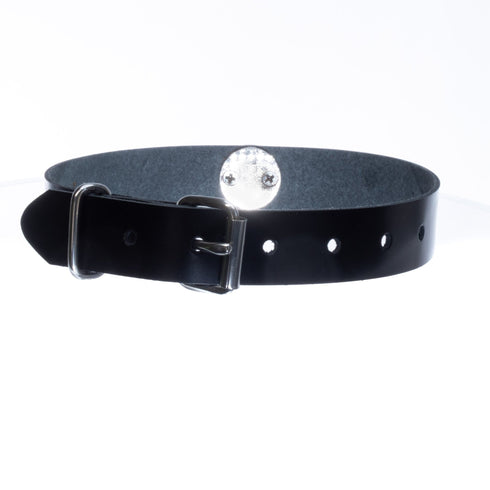 SiaLinda: Halsband echtes Lackleder schwarz mit großem O - Ring - SiaLinda.com