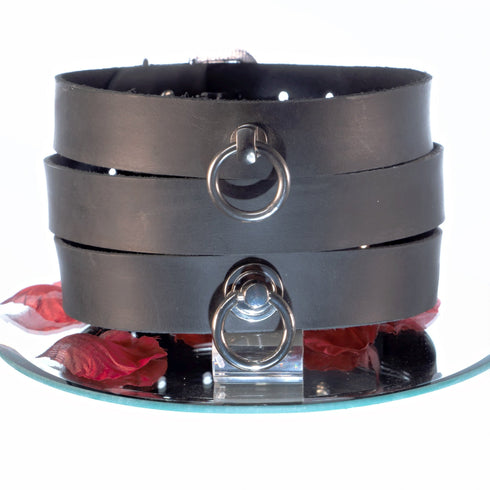 SiaLinda: Halsband echtes Leder schwarz 25mm, solo oder mit O - Ring | Geschenkverpackung. - SiaLinda.com