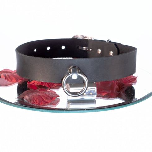 SiaLinda: Halsband echtes Leder schwarz 25mm, solo oder mit O - Ring | Geschenkverpackung. - SiaLinda.com