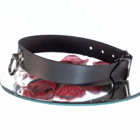 SiaLinda: Halsband echtes Leder schwarz 25mm, solo oder mit O - Ring | Geschenkverpackung. - SiaLinda.com