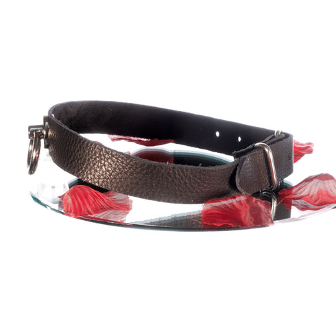 SiaLinda: Halsband echtes Leder schwarz mit großem O-Ring 20mm, Geschenkverpackung - SiaLinda.com