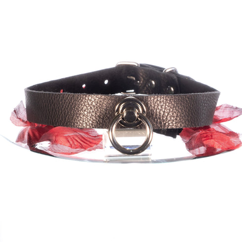 SiaLinda: Halsband echtes Leder schwarz mit großem O-Ring 20mm, Geschenkverpackung - SiaLinda.com