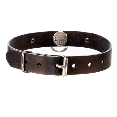 SiaLinda: Halsband echtes Leder schwarz mit großem O - Ring und zwei Königslilien, Geschenkverpackung - SiaLinda.com