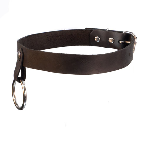 SiaLinda: Halsband PendO mit großem O - Ring Edelstahl, aus italienischem Latigo Leder - SiaLinda.com