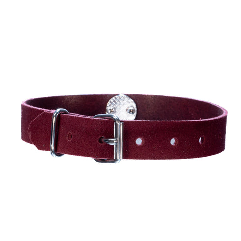 SiaLinda: Halsband Red Velvet, Veloursleder mit großem O - Ring 20mm, wein rot, Geschenkverpackung - SiaLinda.com