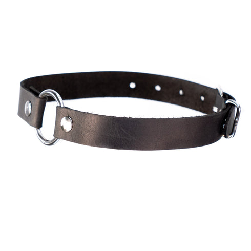 SiaLinda: Halsband RingO mit großem O - Ring Edelstahl, aus italienischem Latigo Leder - SiaLinda.com