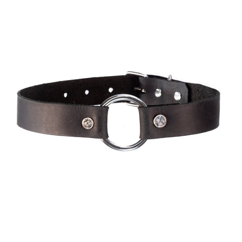 SiaLinda: Halsband RingO mit großem O - Ring Edelstahl, aus italienischem Latigo Leder - SiaLinda.com