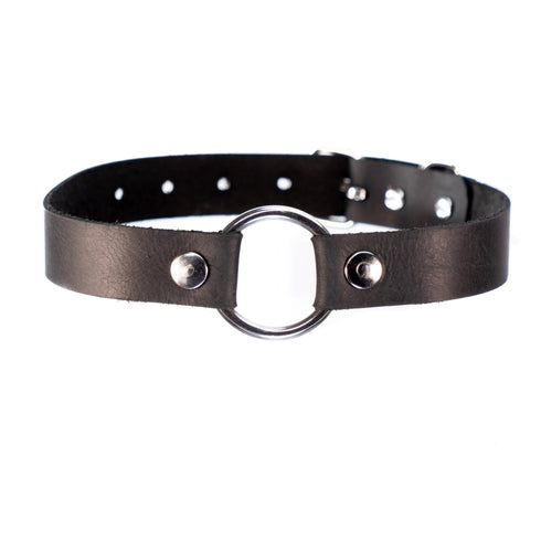 SiaLinda: Halsband RingO mit großem O - Ring Edelstahl, aus italienischem Latigo Leder - SiaLinda.com