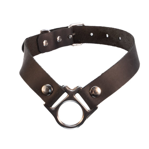 SiaLinda: Halsband Trigon mit exklusivem O - Ring Element aus italienischem Latigo Leder - SiaLinda.com