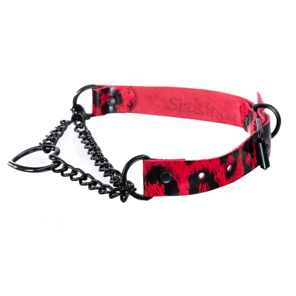 SiaLinda: Halsband Valentina Leo schwarz - rot, Kettchen und Herz, Geschenkverpackung - SiaLinda.com