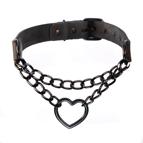 SiaLinda: Halsband Valentina schwarz, Kettchen und Herz, Geschenkverpackung - SiaLinda.com