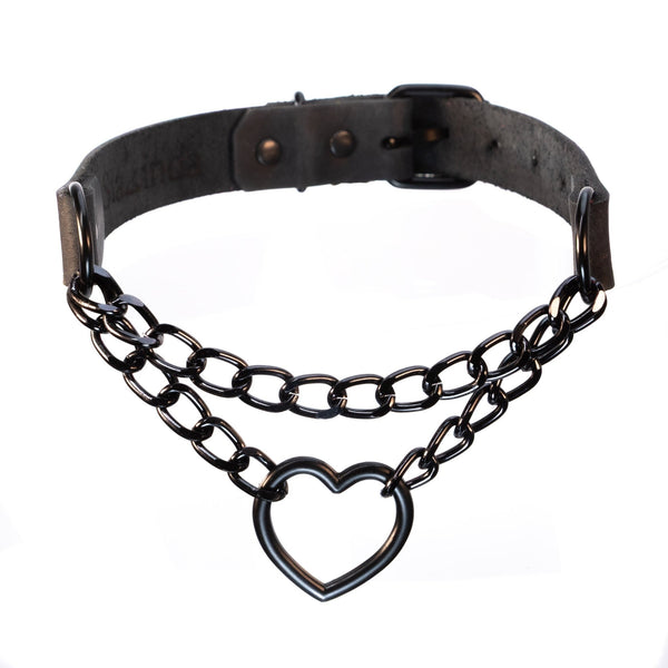 SiaLinda: Halsband Valentina schwarz, Kettchen und Herz, Geschenkverpackung - SiaLinda.com