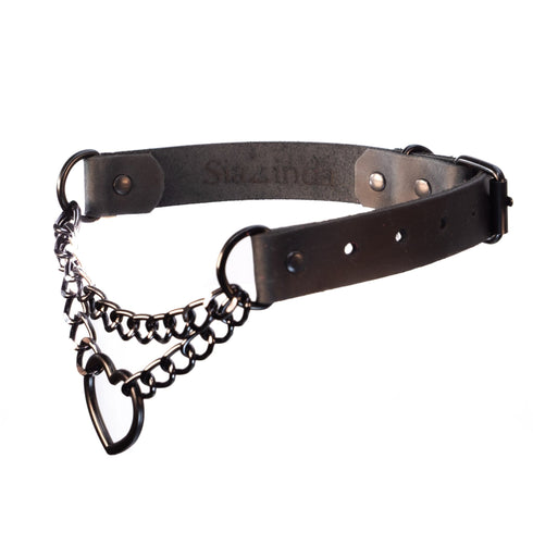 SiaLinda: Halsband Valentina schwarz, Kettchen und Herz, Geschenkverpackung - SiaLinda.com