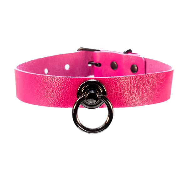 SiaLinda: Halsband Ziegennappa pink, feinstes italienisches Leder, pur oder mit O - Ring - SiaLinda.com