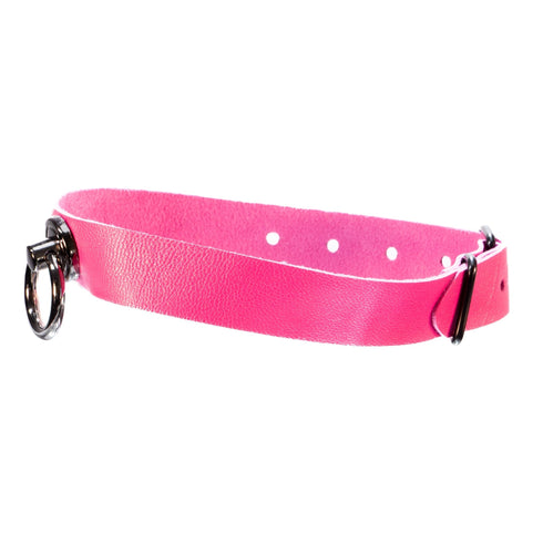 SiaLinda: Halsband Ziegennappa pink, feinstes italienisches Leder, pur oder mit O - Ring - SiaLinda.com