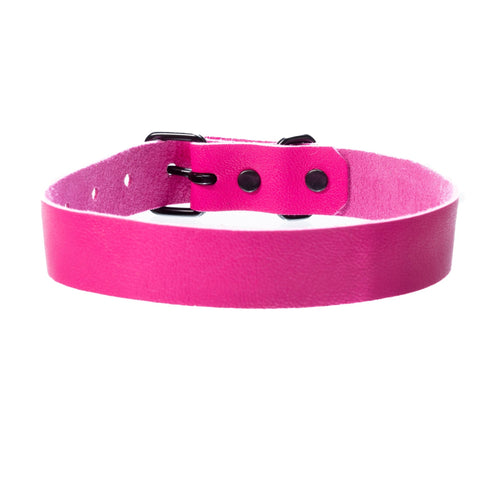 SiaLinda: Halsband Ziegennappa pink, feinstes italienisches Leder, pur oder mit O - Ring - SiaLinda.com