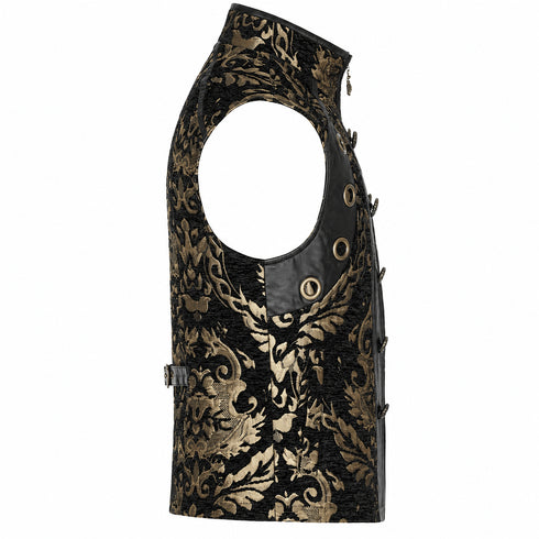 SiaLinda: Herrenweste schwarz gold Oro, Gothic Barock, Brokat, ärmellos - SiaLinda.com