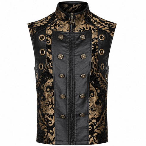 SiaLinda: Herrenweste schwarz gold Oro, Gothic Barock, Brokat, ärmellos - SiaLinda.com