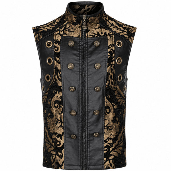 SiaLinda: Herrenweste schwarz gold Oro, Gothic Barock, Brokat, ärmellos - SiaLinda.com