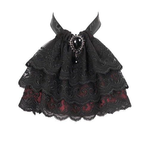 SiaLinda: Jabot Spitzenkragen Schwarz - Rot – Gothic trifft Eleganz - SiaLinda.com
