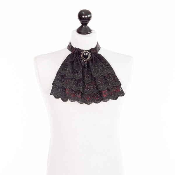 SiaLinda: Jabot Spitzenkragen Schwarz - Rot – Gothic trifft Eleganz - SiaLinda.com