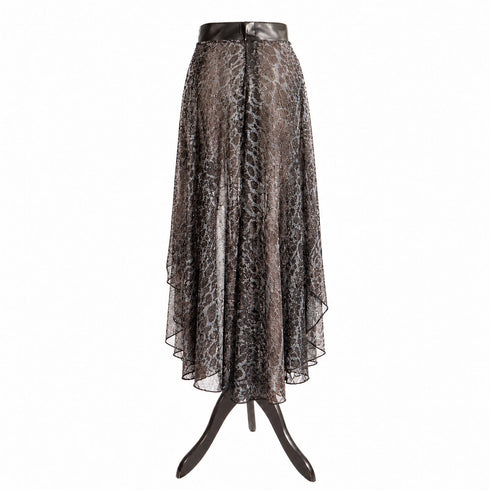 SiaLinda: O-Rock Onza, Leo-Muster mit Silber, transparent, Designerstoff, asymmetrisch - SiaLinda.com