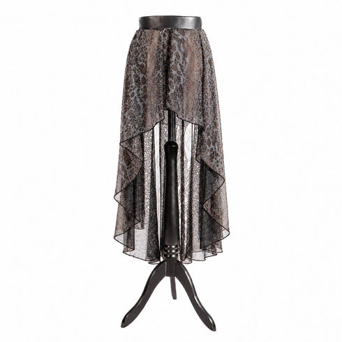 SiaLinda: O-Rock Onza, Leo-Muster mit Silber, transparent, Designerstoff, asymmetrisch - SiaLinda.com