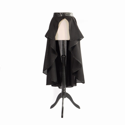 SiaLinda: Rock Linea, schwarz, Rock der O, Leinen Ökotex, asymmetrisch, geschlitzt - SiaLinda.com