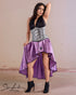 SiaLinda: Rock Viola II, violett, Satin, Lilien Applikation, asymmetrisch, geschlitzt - SiaLinda.com