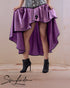 SiaLinda: Rock Viola II, violett, Satin, Lilien Applikation, asymmetrisch, geschlitzt - SiaLinda.com