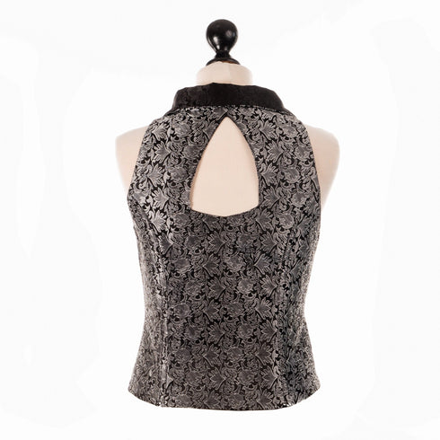 SiaLinda: Sandrine Damen Weste - Jacke, Brokat, silber schwarz, sexy - SiaLinda.com