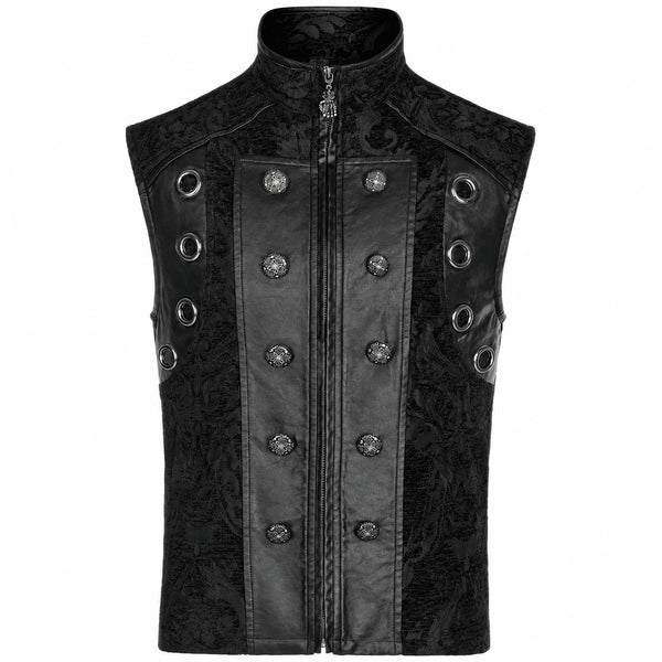 SiaLinda: Schwarze Gothic Weste Herren Nero, Barock Brokat, ärmellos - SiaLinda.com