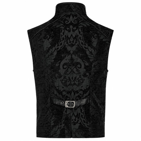 SiaLinda: Schwarze Gothic Weste Herren Nero, Barock Brokat, ärmellos - SiaLinda.com
