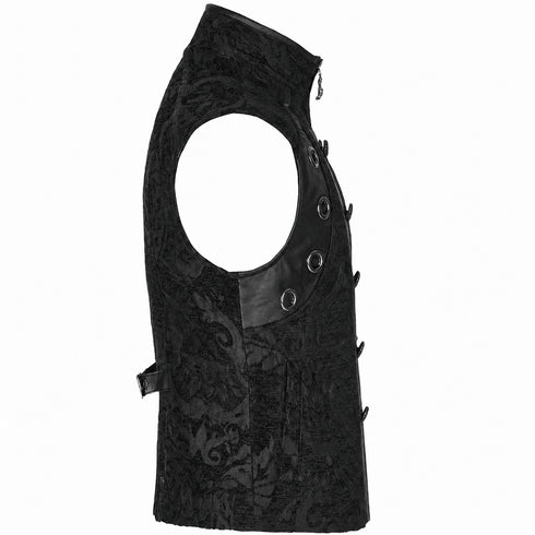 SiaLinda: Schwarze Gothic Weste Herren Nero, Barock Brokat, ärmellos - SiaLinda.com