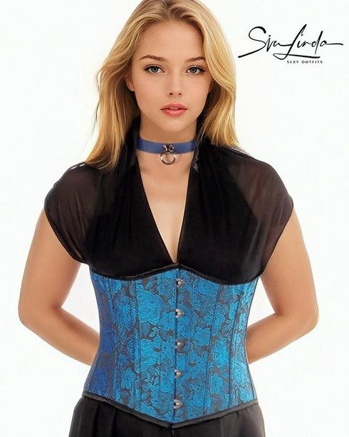 SiaLinda: Unterbrust Korsett Emmy, blau schwarz, Premiumkollektion, sexy - SiaLinda.com