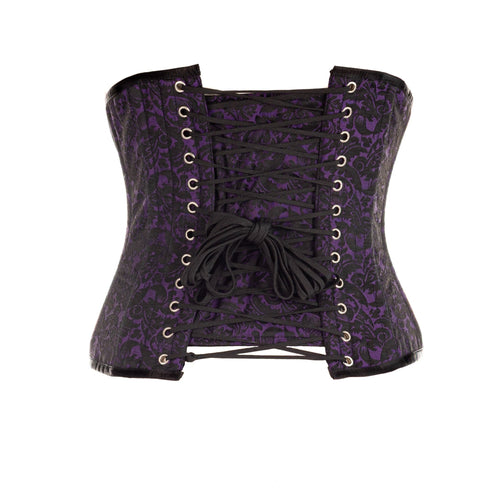SiaLinda: Unterbrust Korsett Lilas, lila schwarz, Brokatstoff, Premiumkollektion - SiaLinda.com