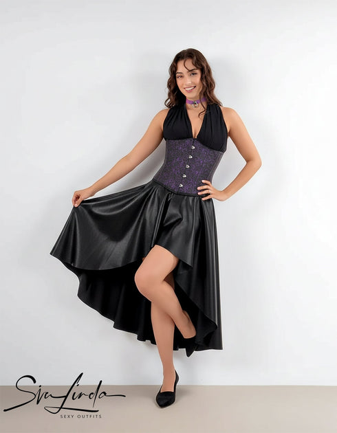 SiaLinda: Unterbrust Korsett Lilas, lila schwarz, Brokatstoff, Premiumkollektion - SiaLinda.com