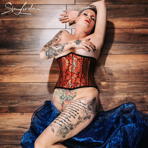 SiaLinda: Unterbrust Korsett Toinette, rot schwarz gold, Premiumkollektion, sexy - SiaLinda.com