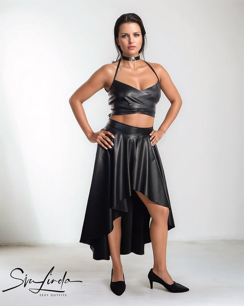 SiaLinda: Wickeltop Raffaella, schwarz, Kunstleder, Clubwear - SiaLinda.com