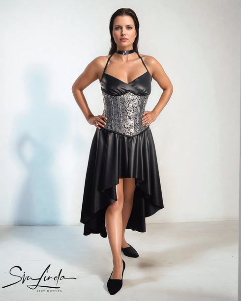 SiaLinda: Wickeltop Raffaella, schwarz, Kunstleder, Clubwear - SiaLinda.com
