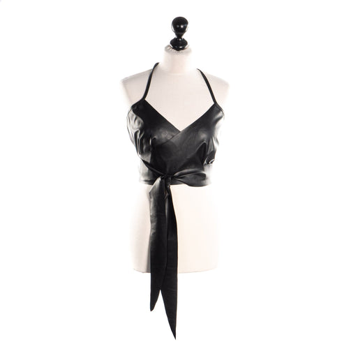 SiaLinda: Wickeltop Raffaella, schwarz, Kunstleder, Clubwear - SiaLinda.com