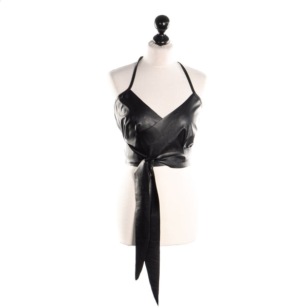 SiaLinda: Wickeltop Raffaella, schwarz, Kunstleder, Clubwear - SiaLinda.com