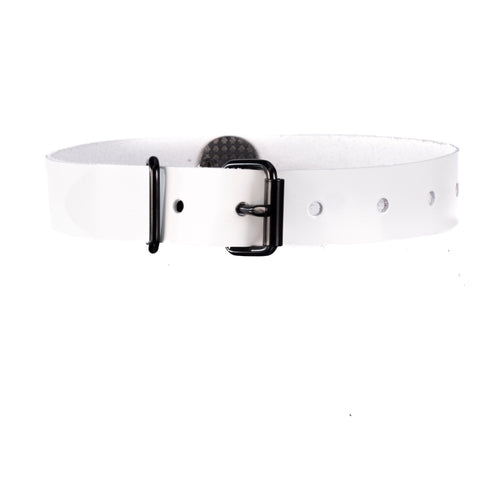 SiaLinda: YOU Albina Lackleder Halsband weiss, grosser O - Ring, individuelle Gravur, personalisiert - SiaLinda.com