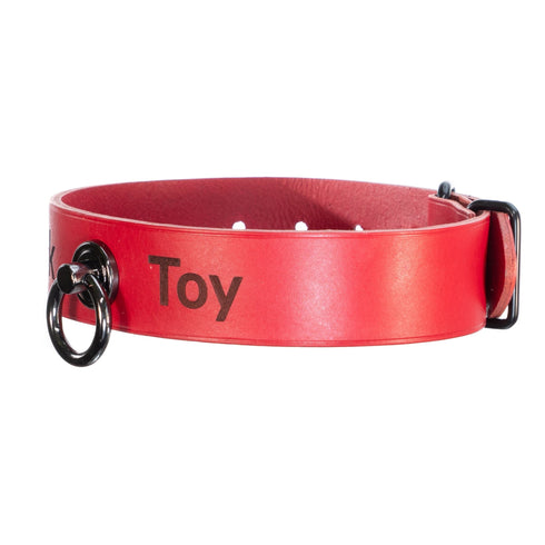 SiaLinda YOU Buddy rot - personalisiertes BDSM Halsband mit Edelstahl O - Ring, breites Rindsleder, mit Wunschgravur für Damen und Herren - SiaLinda.com