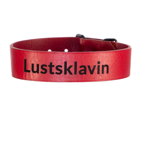 SiaLinda YOU Buddy rot - personalisiertes BDSM Halsband ohne Ring, breites Rindsleder, mit Wunschgravur für Damen und Herren - SiaLinda.com