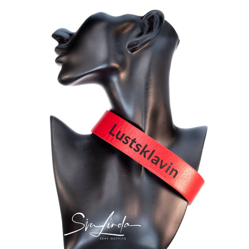 SiaLinda YOU Buddy rot - personalisiertes BDSM Halsband ohne Ring, breites Rindsleder, mit Wunschgravur für Damen und Herren - SiaLinda.com