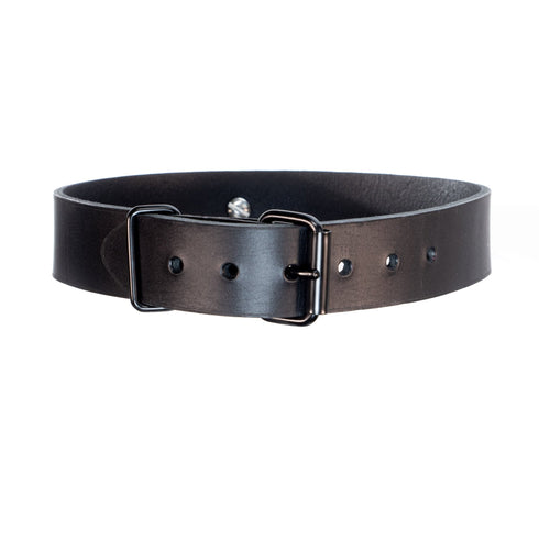 SiaLinda YOU Buddy schwarz Ring - personalisiertes BDSM Halsband mit Edelstahl O - Ring, breites Rindsleder, mit Wunschgravur - SiaLinda.com