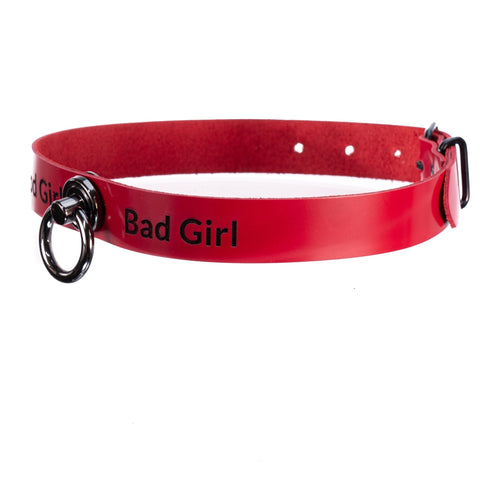 SiaLinda: YOU Halsband Red Devil mit schwarzem Ring, personalisiertes Lackleder Halsband rot, individuelle Gravur - SiaLinda.com