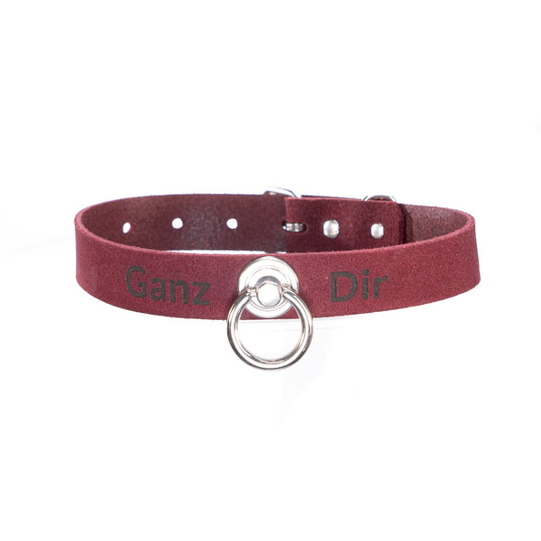 SiaLinda: YOU Halsband Red Velvet mit Ring, weinrot, Veloursleder, graviert mit deinem Wunschtext, silberfarbener O-Ring - SiaLinda.com